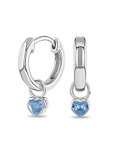 beautiful silver cubic zirconia heart March birthstone baby earrings
